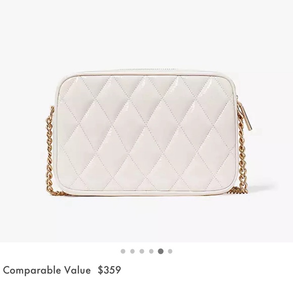 💕🎁 Kate Spade Glimmer Quilted Patent Leather Boxed Crossbody Set in parchment - Picture 5 of 15